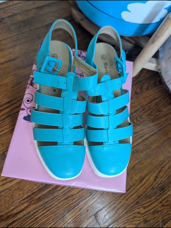 Reneeze Shoes - Reneeze Teal Strappy Buckle Sandals for Women